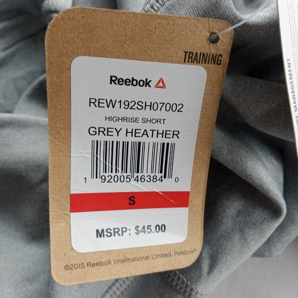 Reebok Women's Fitted High Rise Biker Shorts Size Small Grey Heather Training - Picture 8 of 8